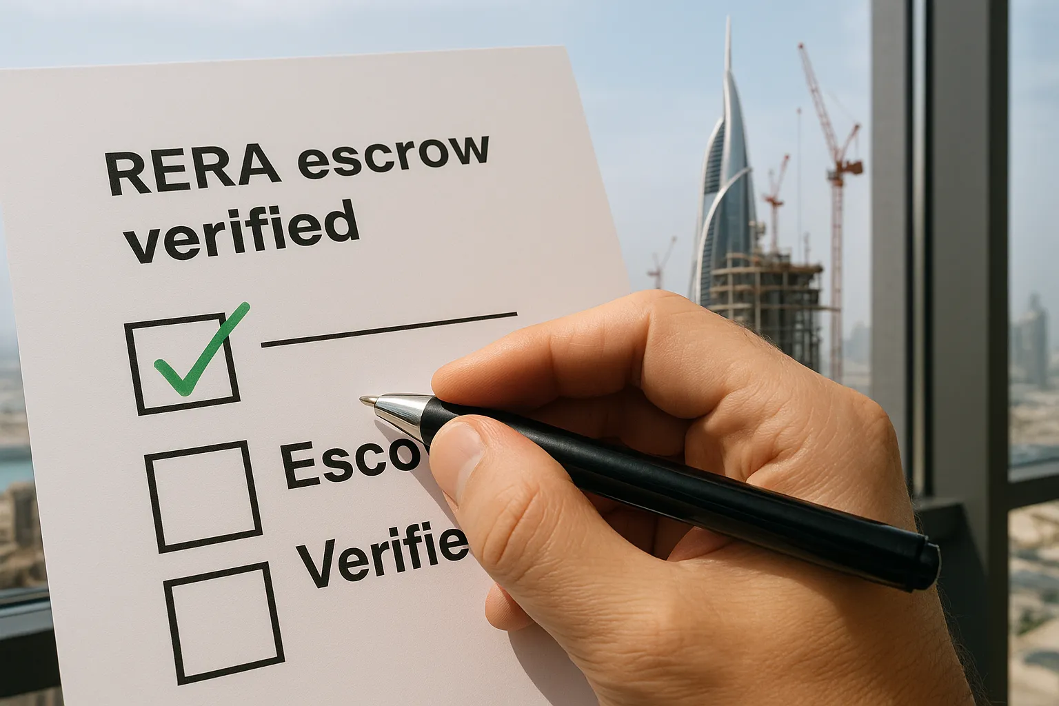 Close-up of a hand ticking a box next to 